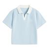 Li Ning Sports Lifestyle Series Casual Comfortable Versatile Letter Print Short Sleeve Polo Shirt Women Polo Shirts Clear-Spring-Blue APLV422-4