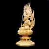 Acala Buddha Statue, Wood Carving, Buddhist Altar Figurine, Guardian Deity, Prayer, Protection from Evil, Octagonal Base, Flame Halo (28cm, Cypress