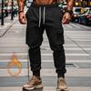 Herren Overalls Kordelzug Multi Pocket Freizeithose Wanderhose Baumwolltwillhose