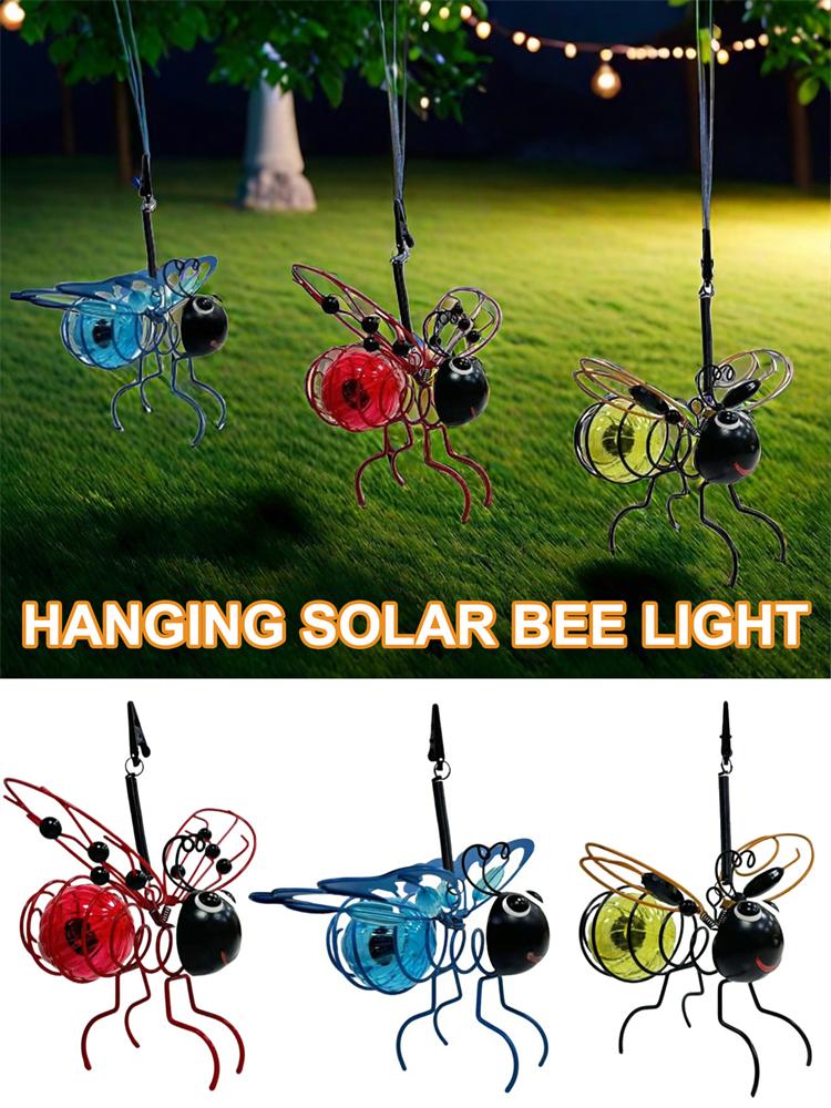 Outdoor Hanging Solar Bee Light Garden Lights Decoration Solar Bee Lights Outdoor Weatherproof Hanging Bee Light Yard Decoration