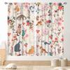 Cat Curta, Cartoon Cute Lovely Kitten Kawaii Cat Pets Funny Animals Gray Blackout Window Drapery Treatments For Living Room