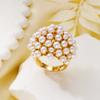 Elegant Vintage Clustered Pearl Ring For Women Hollow Dome Design Imitation Pearl Finger Rings Wedding Banquet Luxury Jewelry