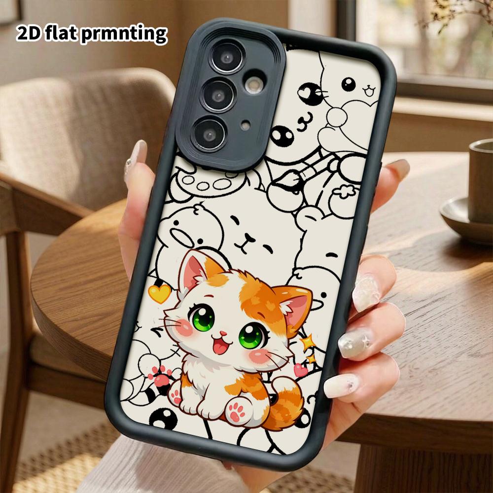 Phone Case: 2D Flat, Suitable for Samsung Galaxy A34 A35 M05 M06 S20 S22 S21 FE Plus 5G Protective Case, Orange and White Kitten, Perfect Holiday Gift