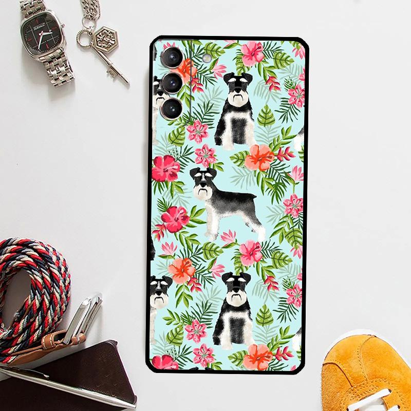 Cartoon Schnauzer Dog Case For Samsung Galaxy S25 Ultra S20 S21 S22 S23 Plus S24 Ultra S9 S10 S25 FE Cover Coque