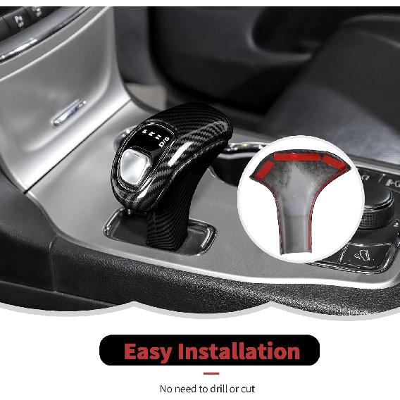 RT-TCZ Carbon Fiber Gear Shift Knob Cover Trim Decorative Interior Accessories Compatible with Jeep Grand Cherokee 2014-2015