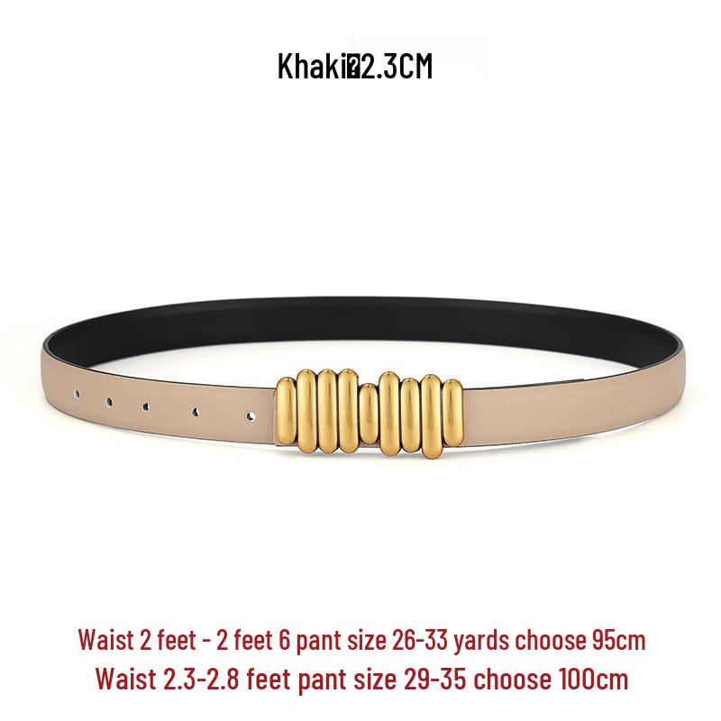 

Женский двусторонний ремень из натуральной кожи - Универсальный аксессуар для юбок и брюк 105 хаки