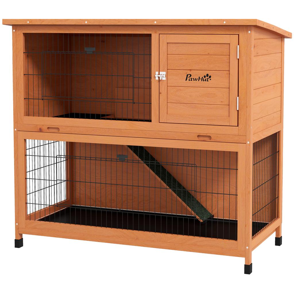 Small Animal Hutch/small Animal House/rodent Hutch, Weatherproof, 2 Base Trays, 123 X 63 X 112 Cm, Orange