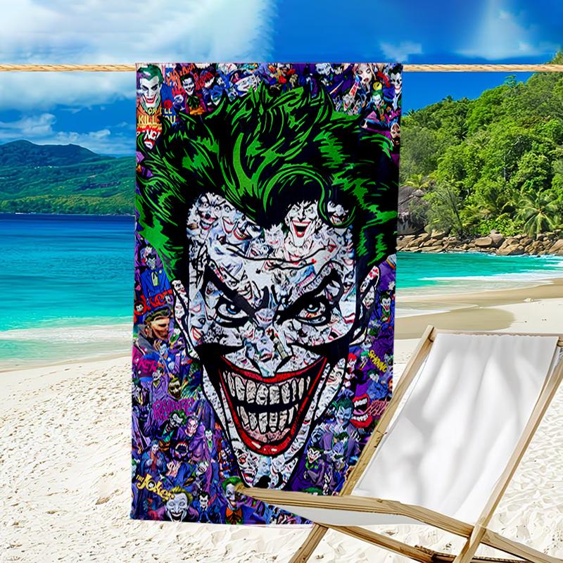 proof beach towel with a Joker pattern - soft,absorbent,quick-drying,machine washable - perfect for swimming,camping,bathing