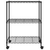 Storage Shelving Unit with 3 Shelves and Casters 60 x 35 x 81 cm Black 150 kg Capacity