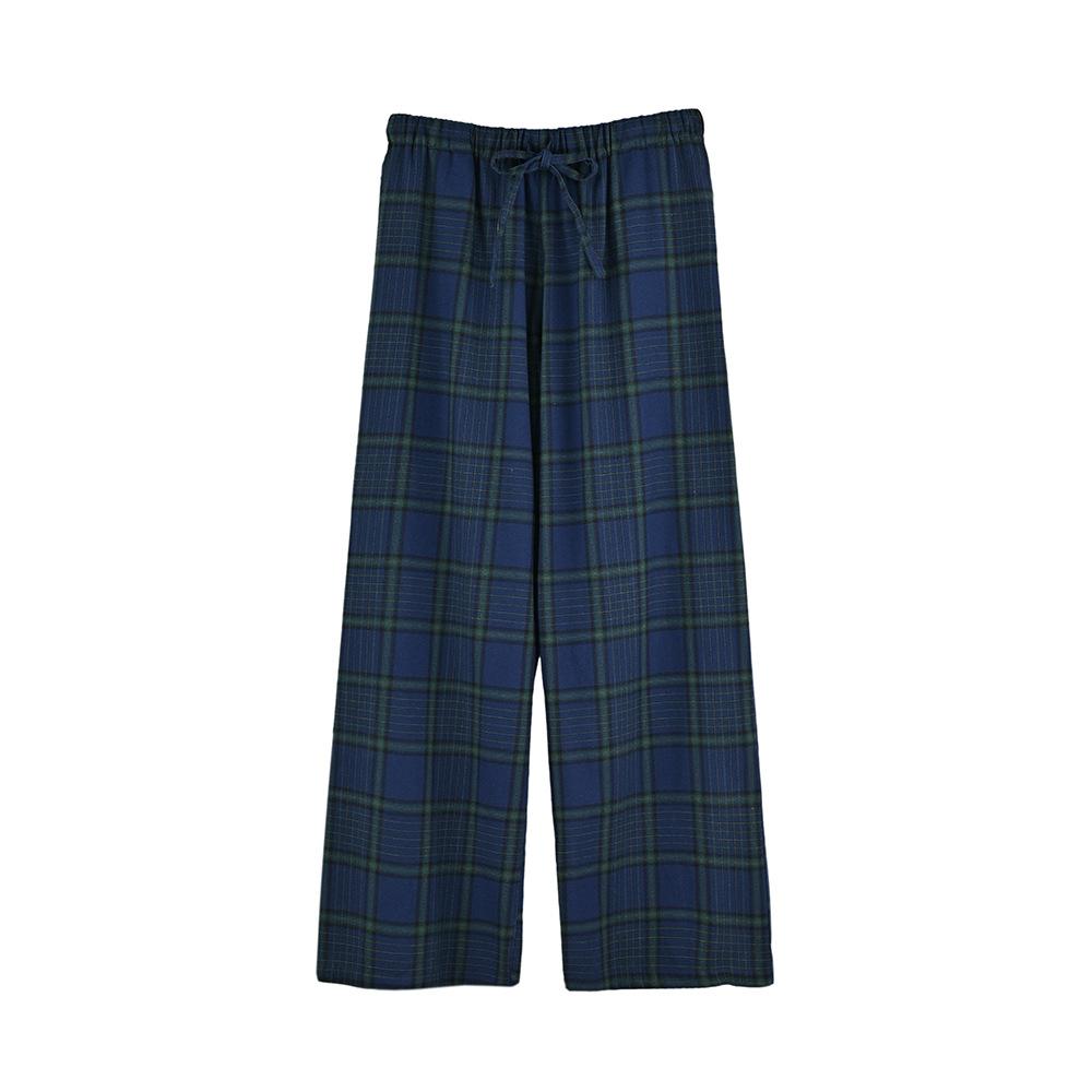 Unisex Plaid Flannel Lounge Pants Loose Fit Pajama Bottoms Casual Sleepwear Home Bottoms Trousers