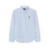 Polo Shirt Solid Color Logo Embroidery Single-Breasted Collar Long Sleeve Kids Tops Blue CWPOWOVY6820539-400