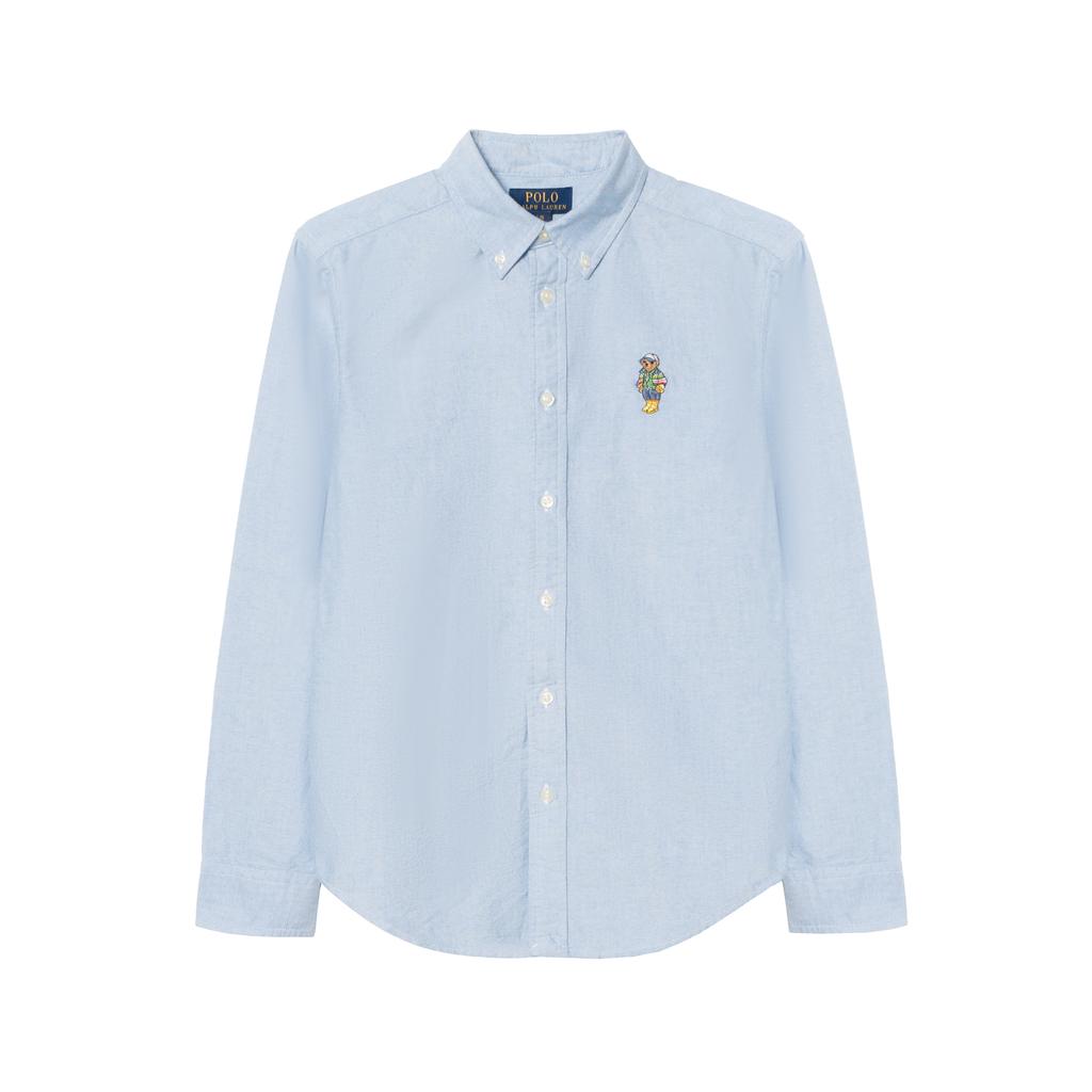 Koszula Polo Ralph Lauren Jednolity kolor Haft logo Jednorzędowa Kołnierzyk Długi rękaw Bluzki dla dzieci Niebieski CWPOWOVY6820539-400