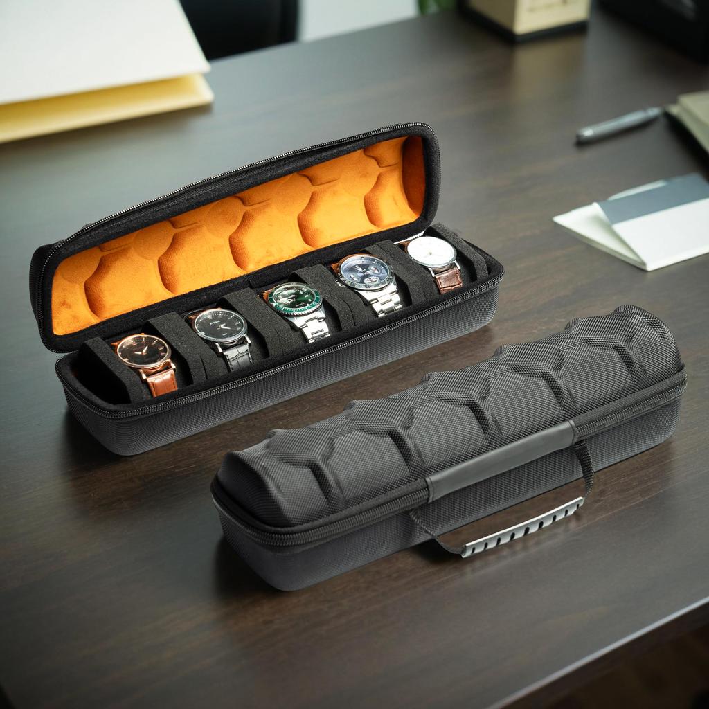 Uhrenbox Organizer für Herren, Uhren-Reiseetui Tragbare Aufbewahrung Uhren-Displayhalter für Armbanduhren mit Anti-Verschiebe-Uhrenkissen