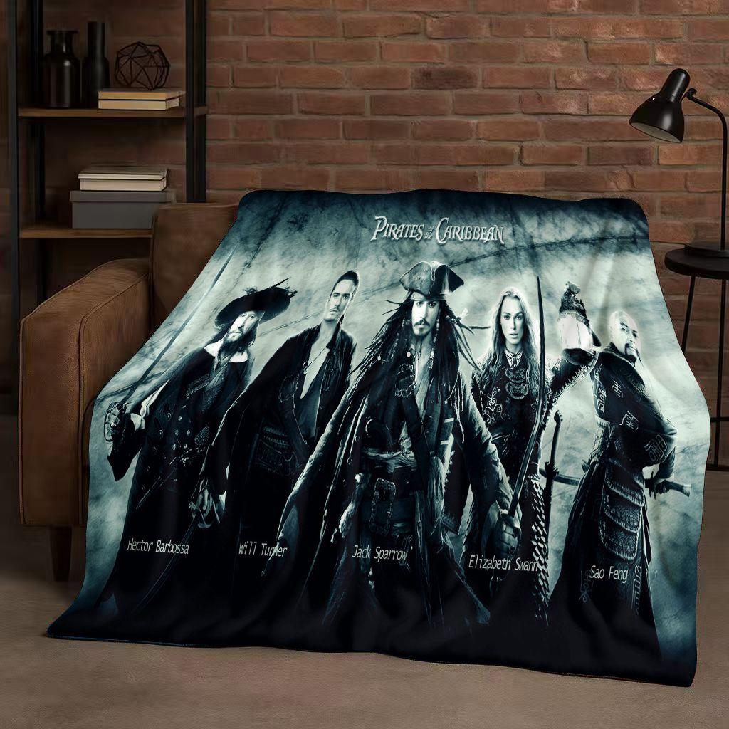 HD Sanrio Pirates of The Caribbean Jack Sparrow Johnny Depp Christmas Flannel Blanket,Soft Plush Throw for Home Bedroom Bed Sofa