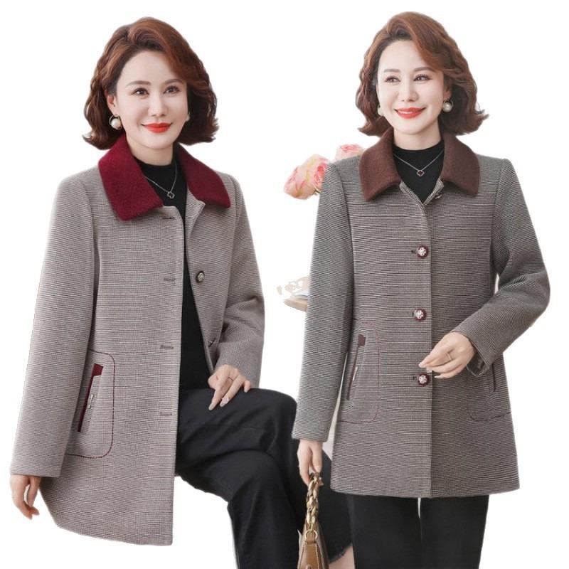 Autumn Woolen Coat Thickened High-end Women's Top Autumn and Winter Warm Woolen Coat