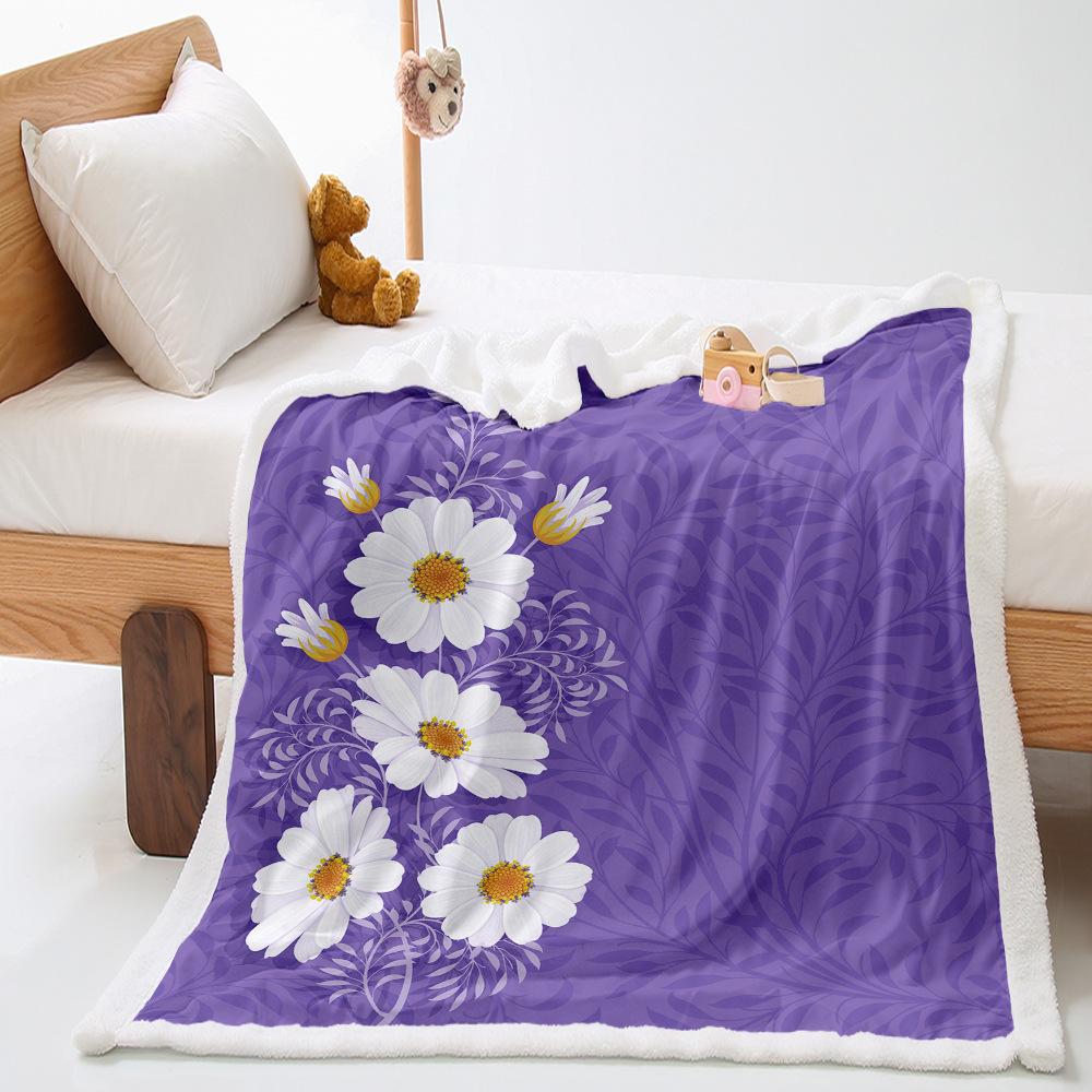 Small Daisy Flower 2D Digital Printing Thickened Lamb Fleece Crystal Fleece Blanket One Piece