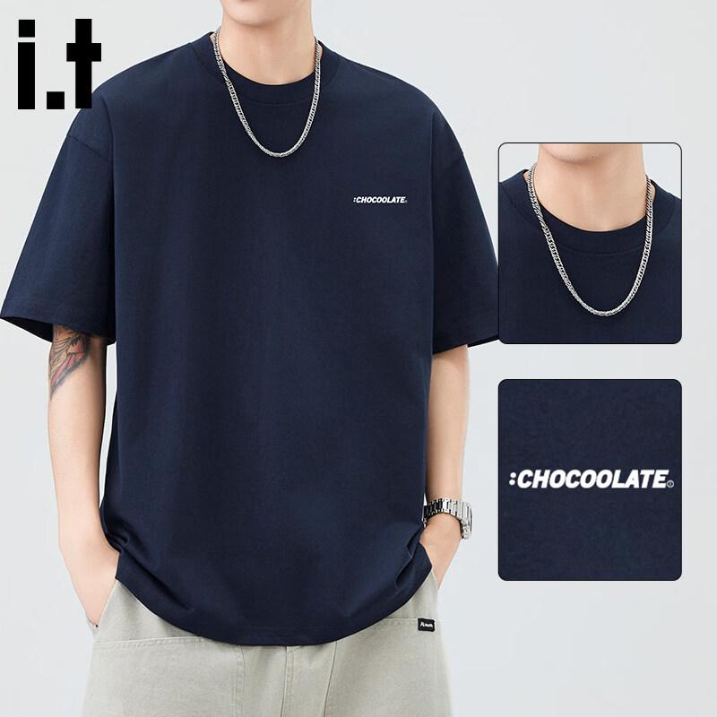 CHOCOOLATEit Herren Baumwoll-T-Shirt mit amerikanischem Buchstabenaufdruck