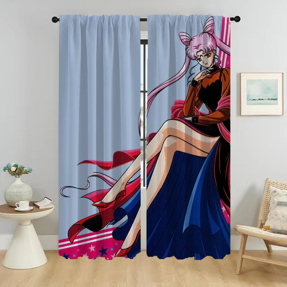

Плотные шторы для комнаты, 2 панели, шторы от комаров в стиле Сейлор Мун, тюль для украшения Хэллоуина, жалюзи для перегородок в спальне W50xH70cmx2pcs