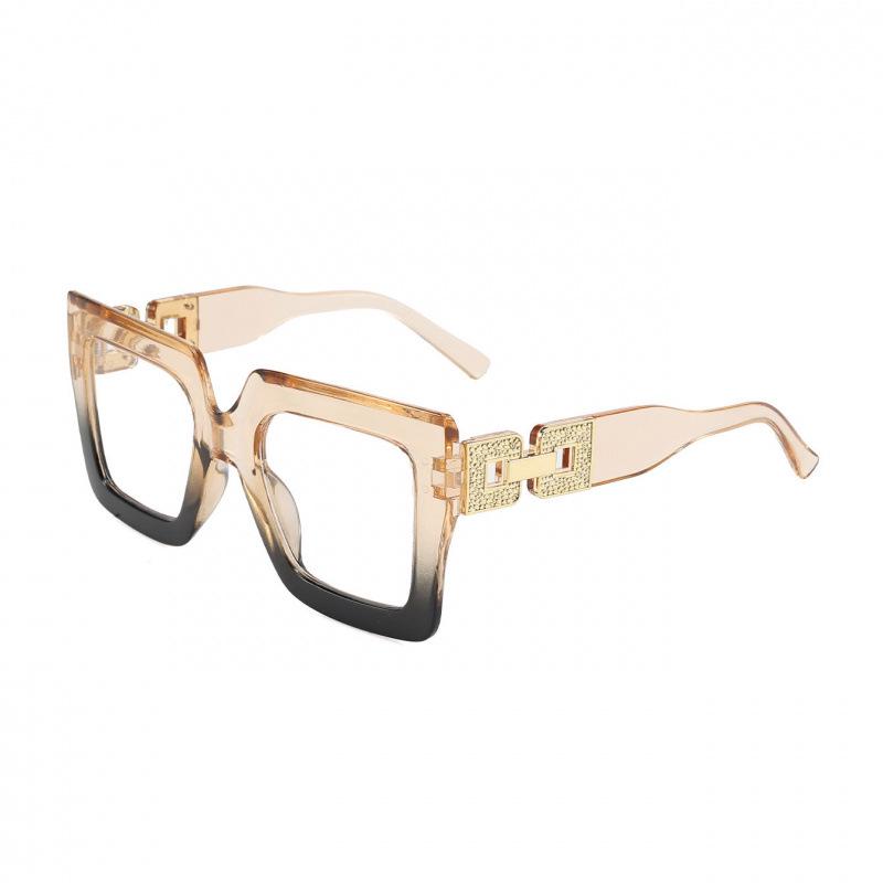 Women's Oversized Square Frame Sunglasses with Metal Decoration – Versatile European & American Style