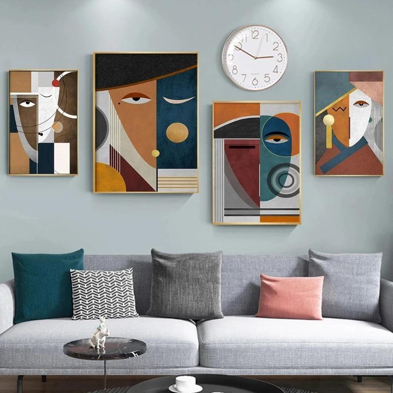 Severský Abstraktní Figura Geometrický Morandi Nástěnné Umění Plátno Obrazy Plakátové Tisky Estetický Moderní Obývací Pokoj Ložnice Domácí Dekorace