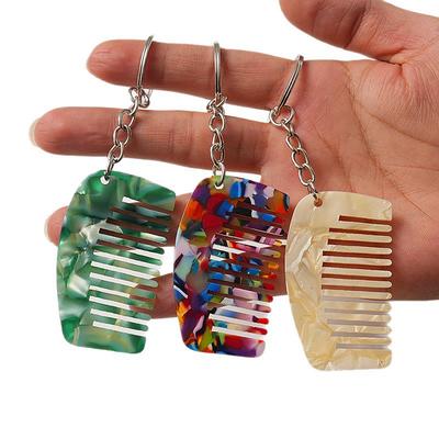 Portable Mini Comb Keychain Cute Resin Colorful Key Chain for Women Men Backpack Pendant Bag Car Key Decor Travel Hair Accessories