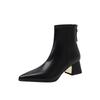 Coarse heel short boots women's French temperament high heel thin new boots white pointed small bare boots thin velvet