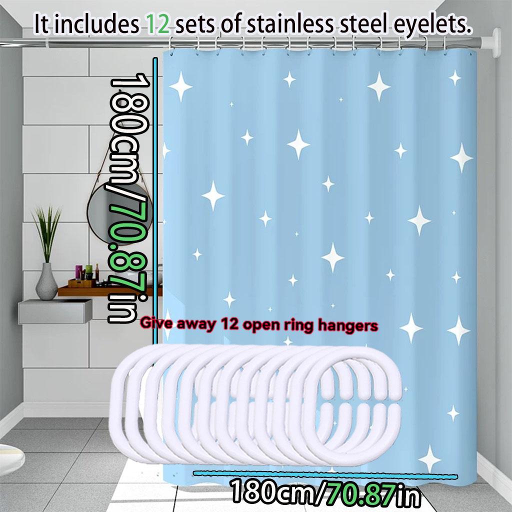Blue Star Shower Curtain Waterproof Bathroom Curtain Dream Starry Wind Bathroom Dry and Wet Separation Curtain PEVA Material Sho