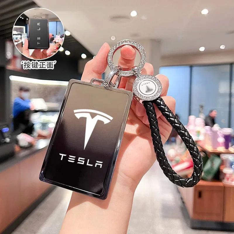 Car Sticker Tesla Car Key Card Holder Cover Protector Holder Diamond Keychain for Tesla Model 3 X Model S Y Roadster P75D P85D P