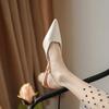 2025 Women's Mid Heel Sandals Pointed Women's Stiletto High Heels Bareback Casual Slippers Wedding Bride Sandalias Mujer