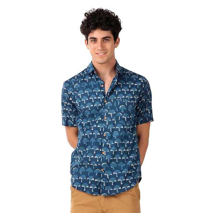 Men's Cotton Half Sleeves Printed Casual Shirt