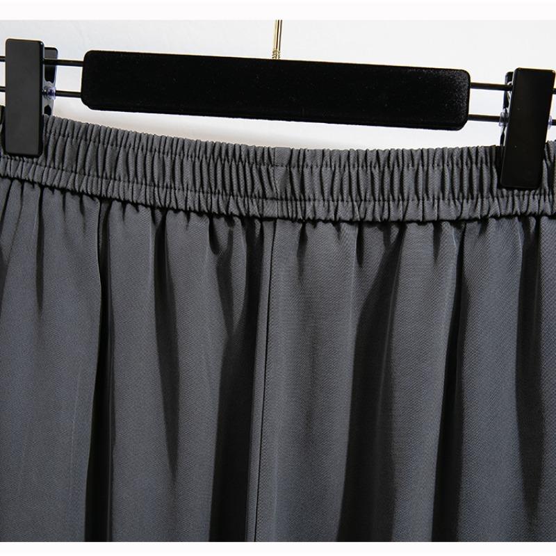 DIMANAF 2026 Summer New Plus Size Women Long Pants Thin Loose Casual Elastic Waist Fashion Lady Bottoms Clothing Solid