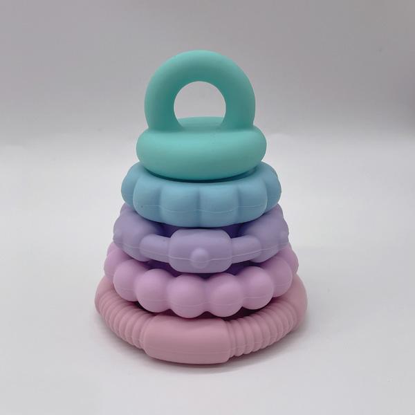 6 Pcs Stacking & Nesting Circle Toy,Soft Building Rings Stacker & Teethers,Early Educational Learning Stacking Tower