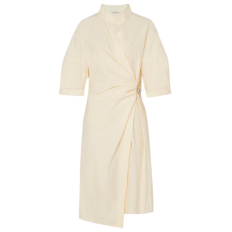 

Edition Women s Irregular Metal Buckle Cinch Waist Cotton Shirt Dress XS (155)