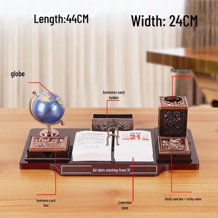 2026 Premium Wooden Desk Calendar & Pen Holder – Elegant Corporate Gift 44X24