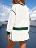 Women's Two Piece Oversized Crop Sweatshirt and High Waist Skirt Set Tennis Running Sport Outfit