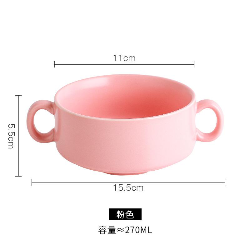 Ceramic Western Soup Cup Binaural Baking Small Bowl Dessert Bowl Bird'S Nest Bowl Tremella Steamed Egg Water-Proof Gift