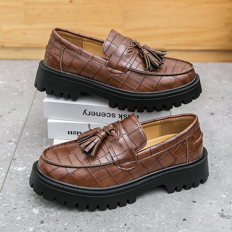 Men's foot cover big head leather shoes British style dress business casual shoes large size loafers fringed men's shoes