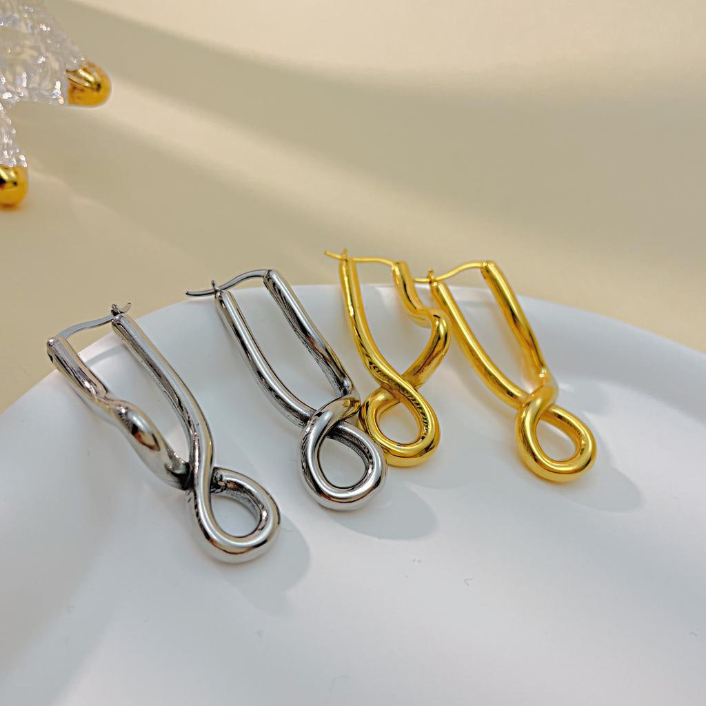 Personality Exaggerated Twisted Lines Titanium Steel Earrings Geometric Premium Stainless Steel Earrings Stud Earrings