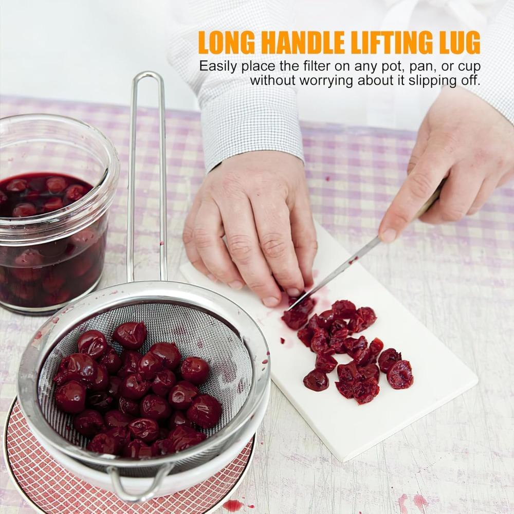 3 Pack Strainer Set Fine Mesh Extra Fine Mesh Strainers, Large, Medium & Small Sifters, Ideal for Pasta, Rice