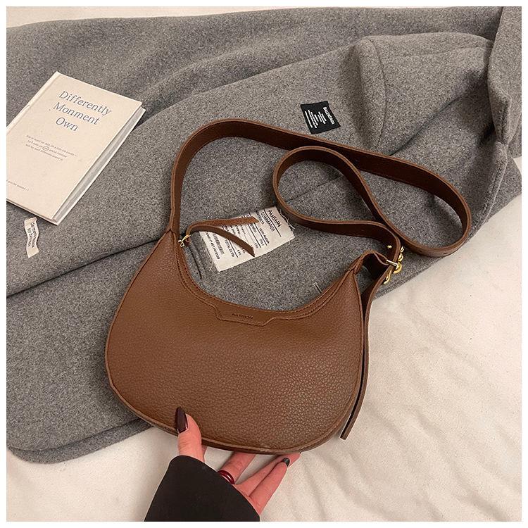 Korean Style Women's Versatile Half-Moon Crossbody Saddle Bag - 2025 Casual Fashion Crescent