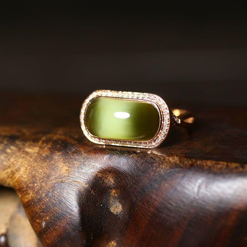 

Новые кольца из натуральной яшмы Хотан для женщин, изысканные, легкие, роскошные, в этническом стиле, для помолвки, регулируемые resizable