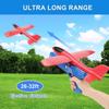 Airplane Launcher Toys, 2 Pcs Foam Catapult Glider Plane with Launcher Airplane Toy, Hand Throw Flying Bubble Airplane Toys for Kids 6-12 Years Old