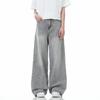 Unisex Gray Distressed Retro Wide-Leg Jeans