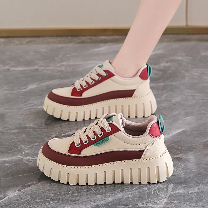 

New autumn heightening shoes soft baseplate shoes platform muffin shoes sports dad shoes 40 standard athletic fit червоний