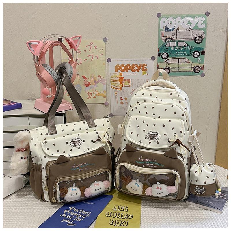 Cute Star Cat Junior High School Student Schoolbag Large Capacity High School Student Backpack Small Fresh Girl Pain Bag Baby Bag