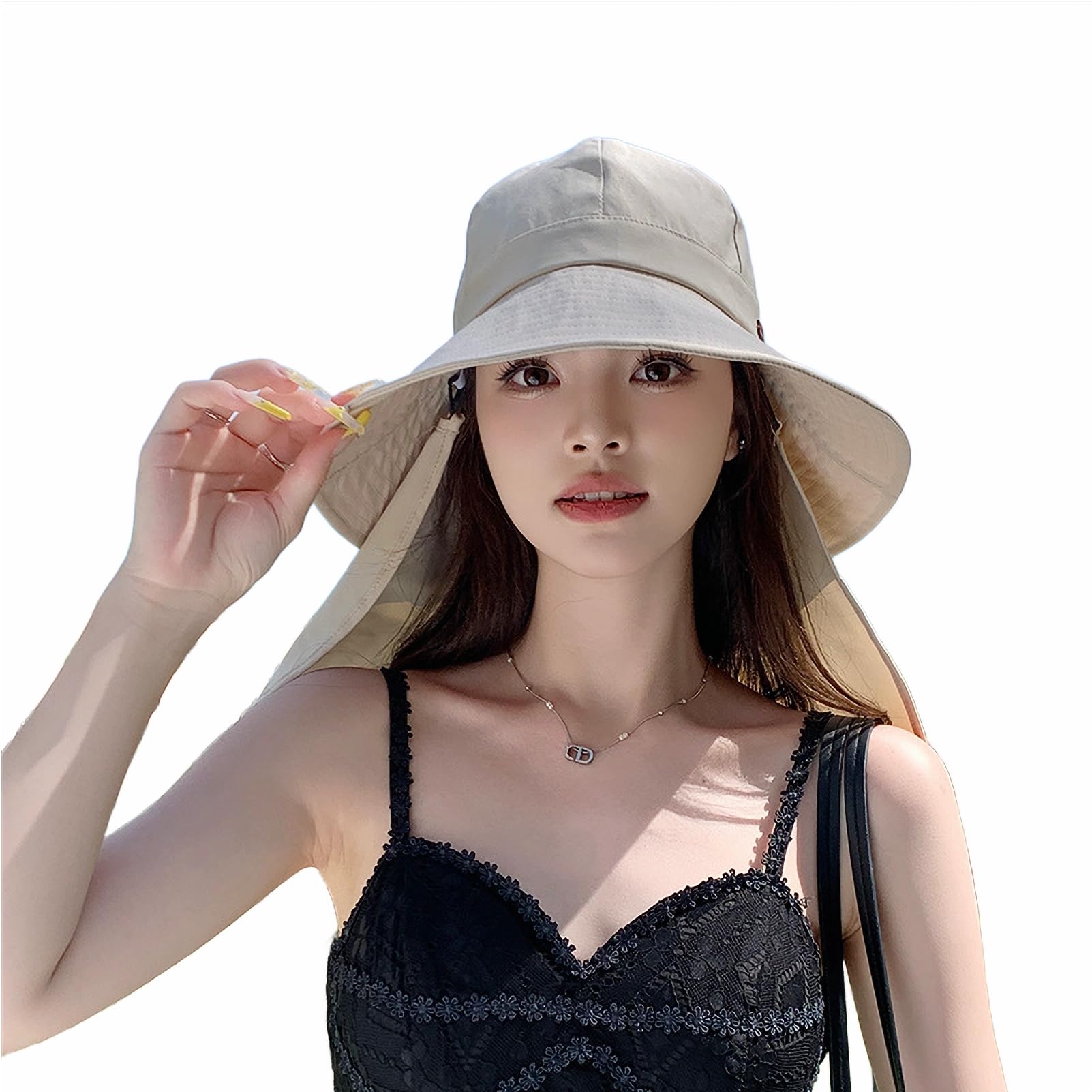 

Sun UV Protection Shade Hat with Wire and Detachable Wide UV Safari Hat 8808 [LeafIn] Women s Hat, Hat, Hat, Flap, Brim, Adjustable, Protection, бежевий