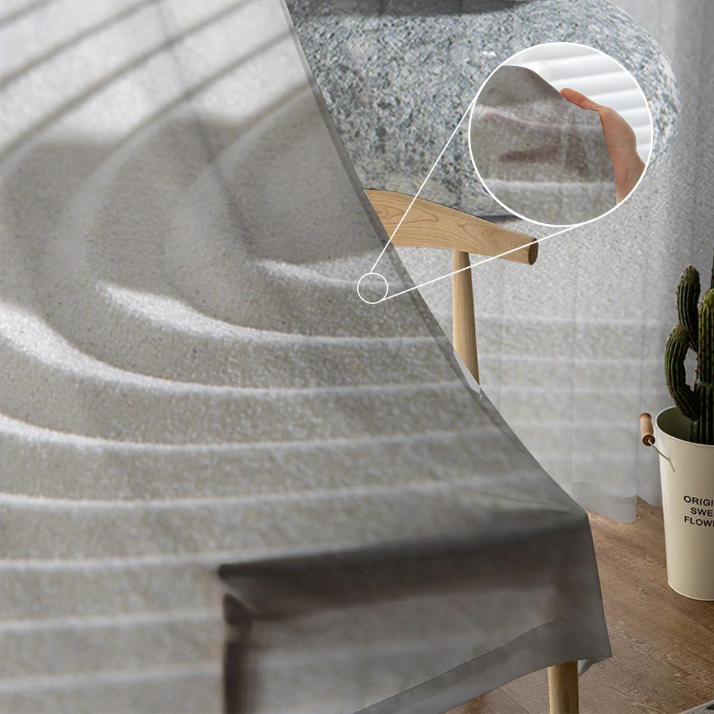 Zen Stone Sheer Curtains for Living Room Bedroom Decoration Chiffon Tulle Voile Kitchen Window Curtain