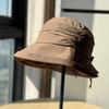 Spring and Summer New Sun Hat Children Versatile Pleated Bow Big Eaves Bucket Hat Small Face Foldable Basin Hat Tide