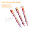 Ballpoint Pen Multicolor 6 In 1 Colorful Spring Retractable Design 0.5mm Ballpoint Pen Gift Scrapbooks Tool Birthday