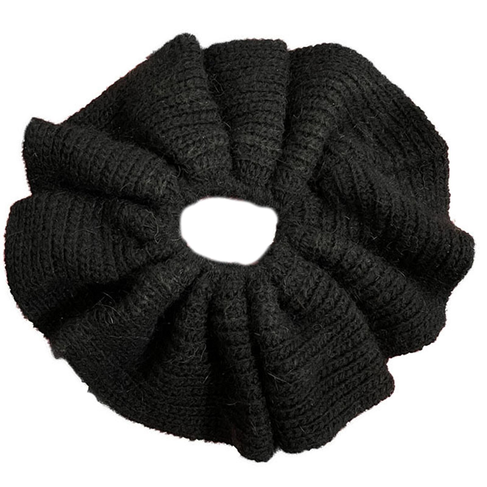 

Knit Hair Scrunchies Thick Ruffle Oversized Hair Scrunchy Elegant Hair Rope Scrunchy Women Ponytail Holder чорний